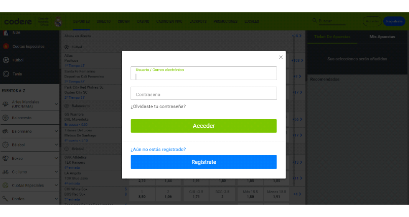 Codere iniciar sesión