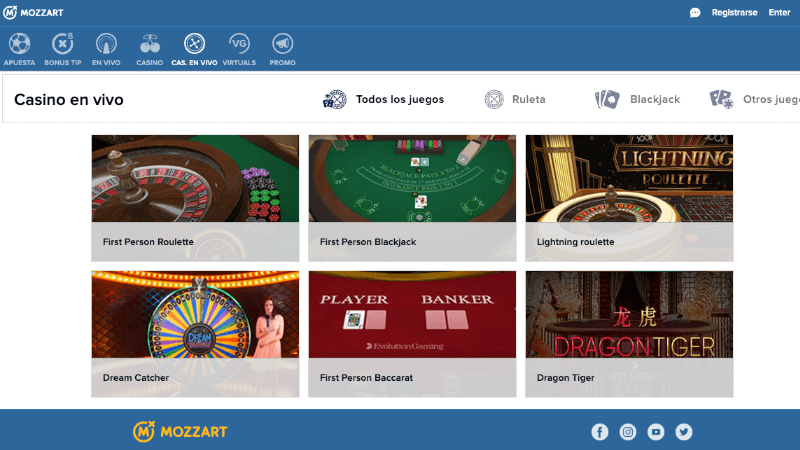 Mozzart bet casino en vivo