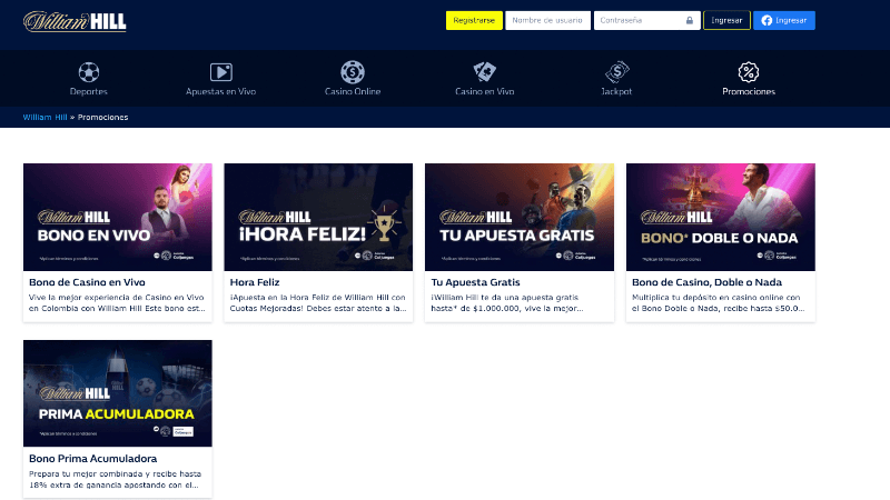 William hill Colombia: promociones