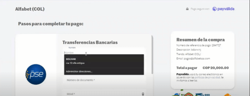 depósito transferencia bancaria