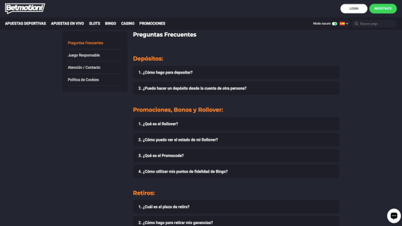 Betmotion preguntas frecuentes