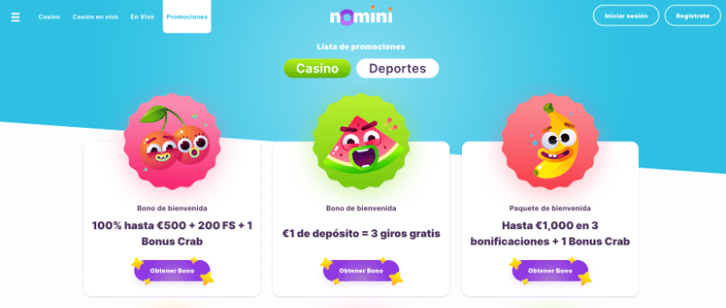 Nomini bonos de bienvenida