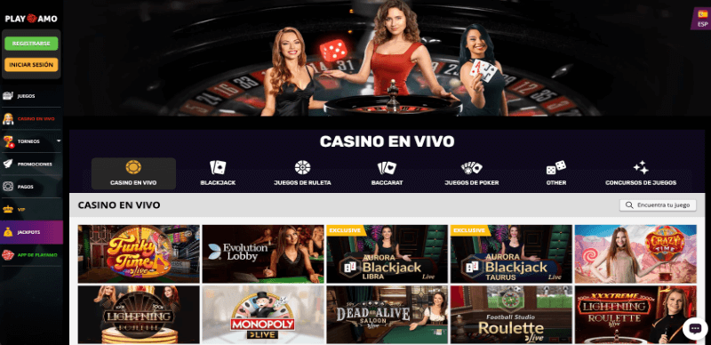 PlayAmo casino en vivo