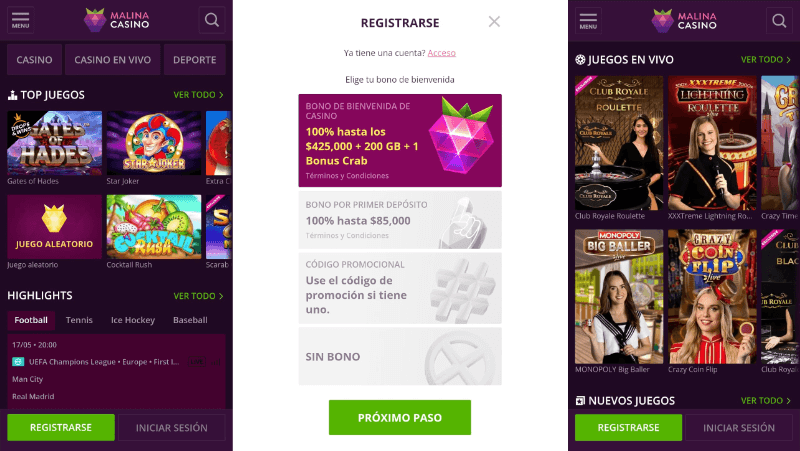 Malina casino app